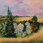 Голубые ивы. Масляная пастель.